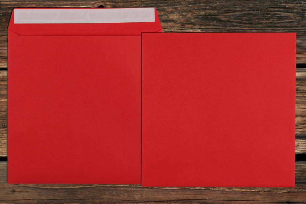 Briefhüllen 220x220 Haftklebend Intensivrot 120 g/qm